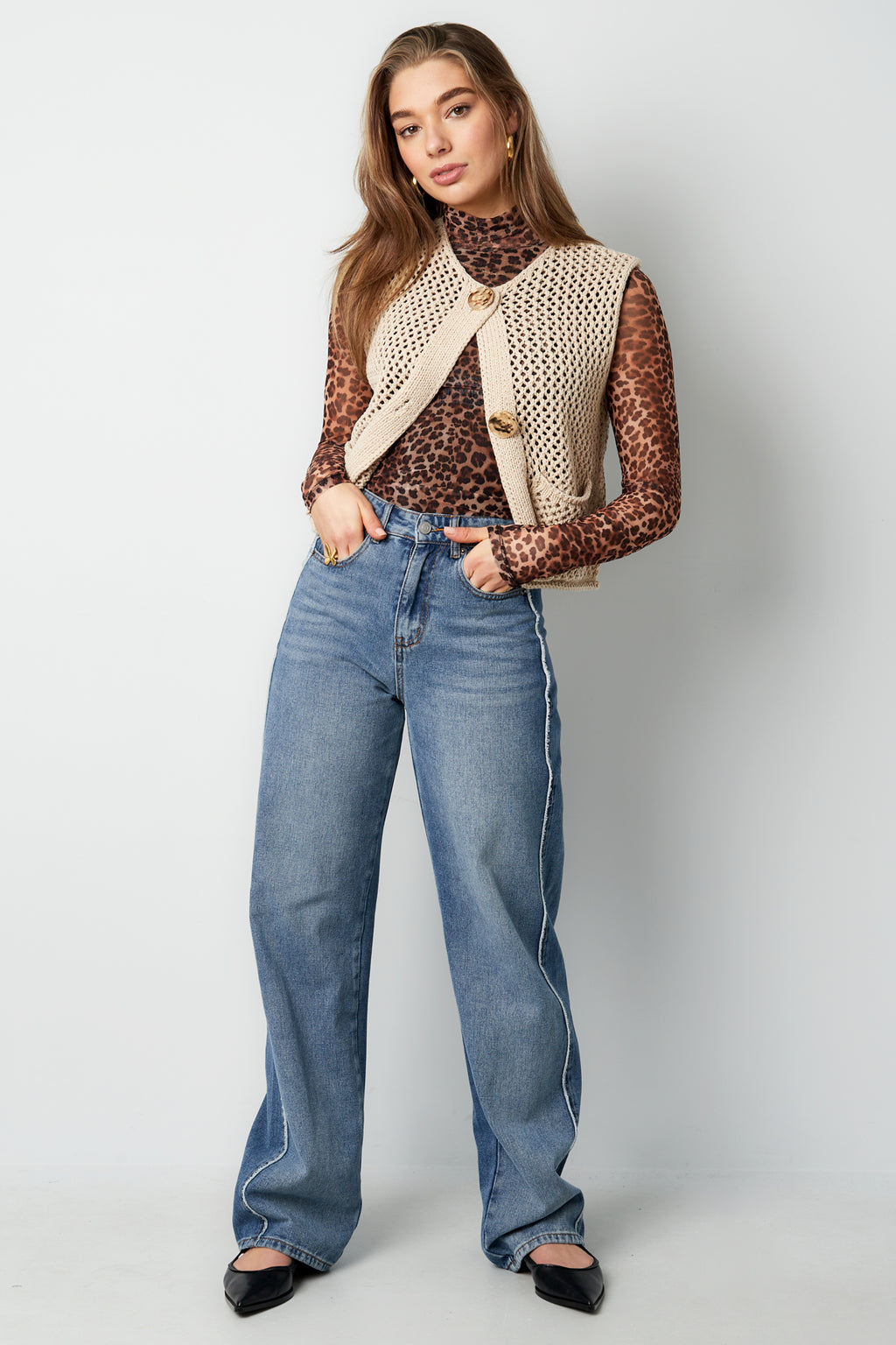 Pull En Maille Polyester Femme Gilet À Motif ajouré