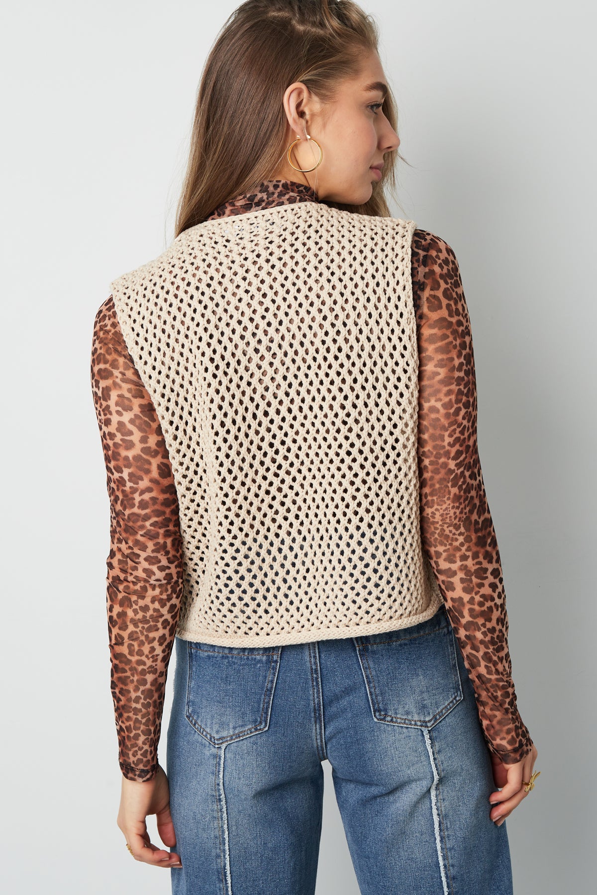 Pull En Maille Polyester Femme Gilet À Motif ajouré