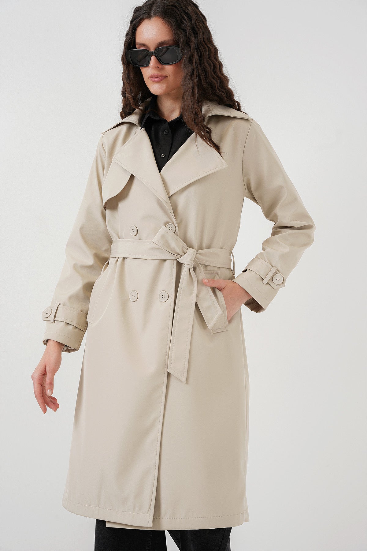 Trench long femme double boutonnage – Coupe élégante et intemporelle