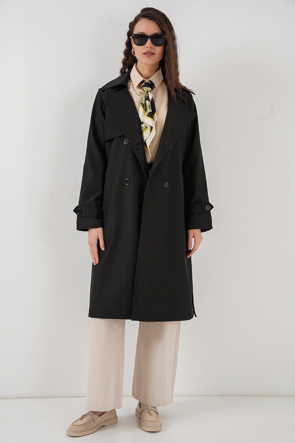 Trench long femme double boutonnage – Coupe élégante et intemporelle