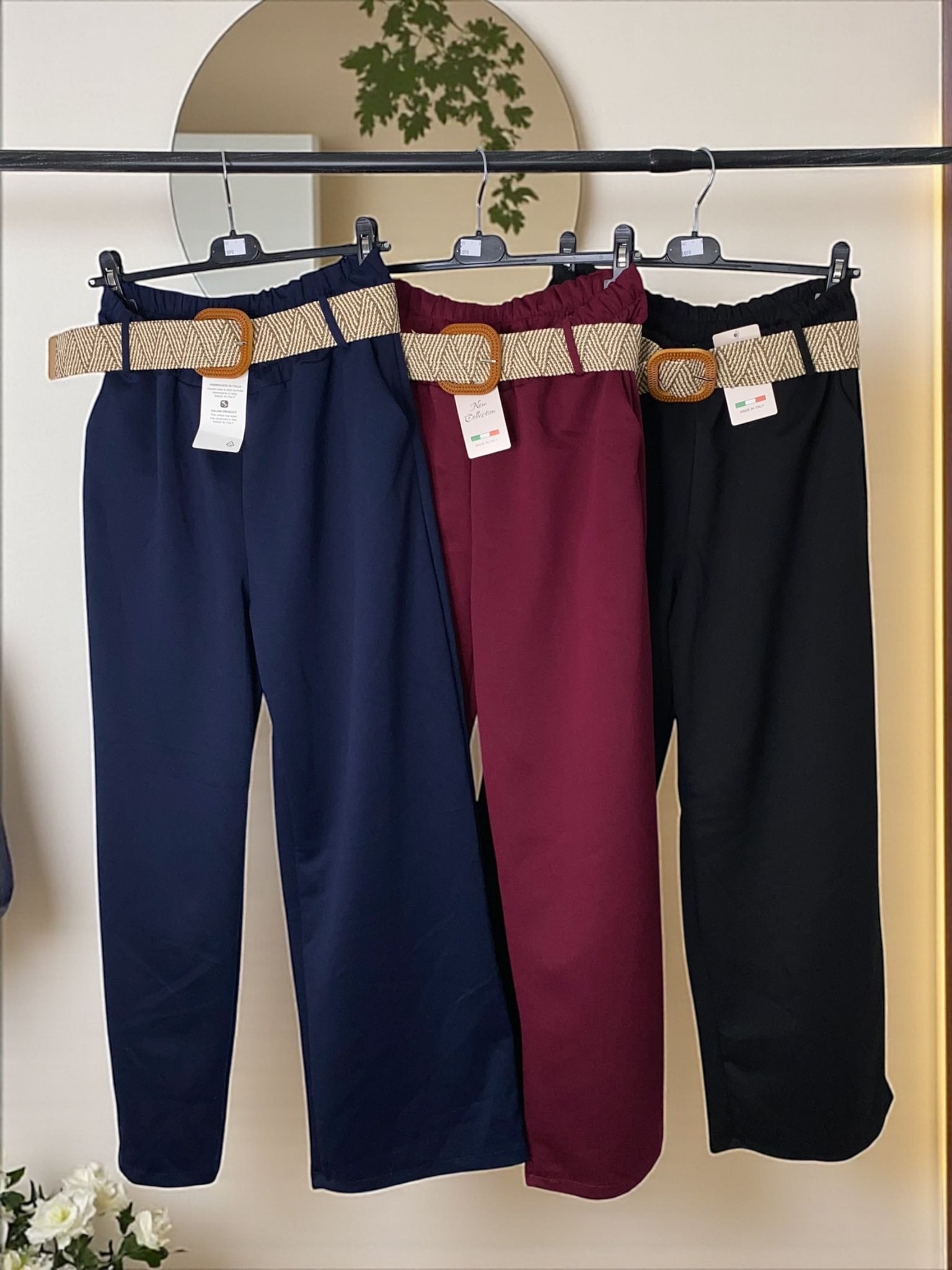 Pantalon femme coupe large avec ceinture TU Curvy