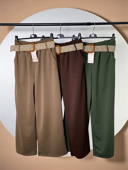 Pantalon femme coupe large avec ceinture TU Curvy