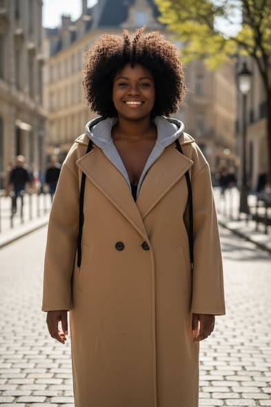 Manteau long grande taille – Coupe élégante et confortable (125 cm) TU curvy