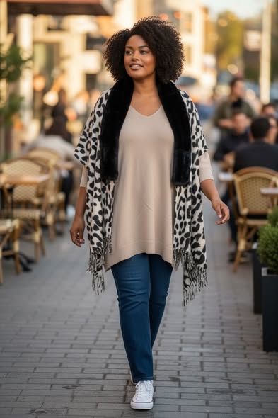 Étole chic imprimée léopard en cachemire mélangé