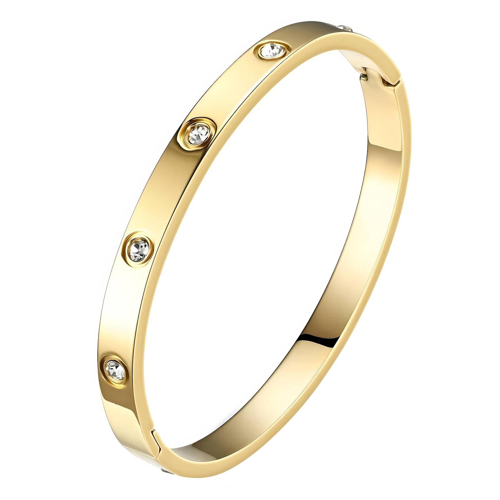 Bracelet jonc minimaliste à zircons – Acier inoxydable (or 18K ou argent)
