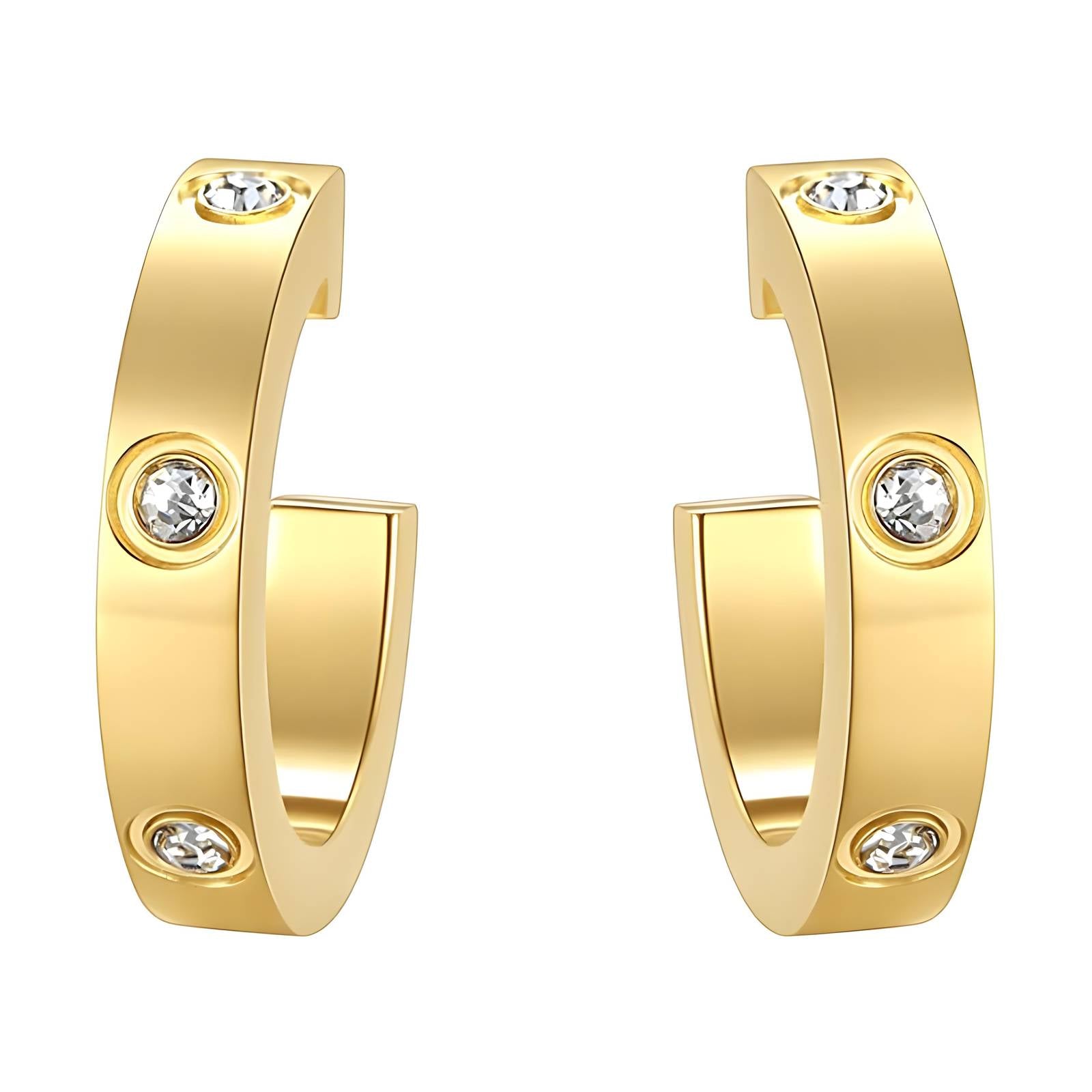 Boucles d’oreilles dorées à strass – Acier inoxydable