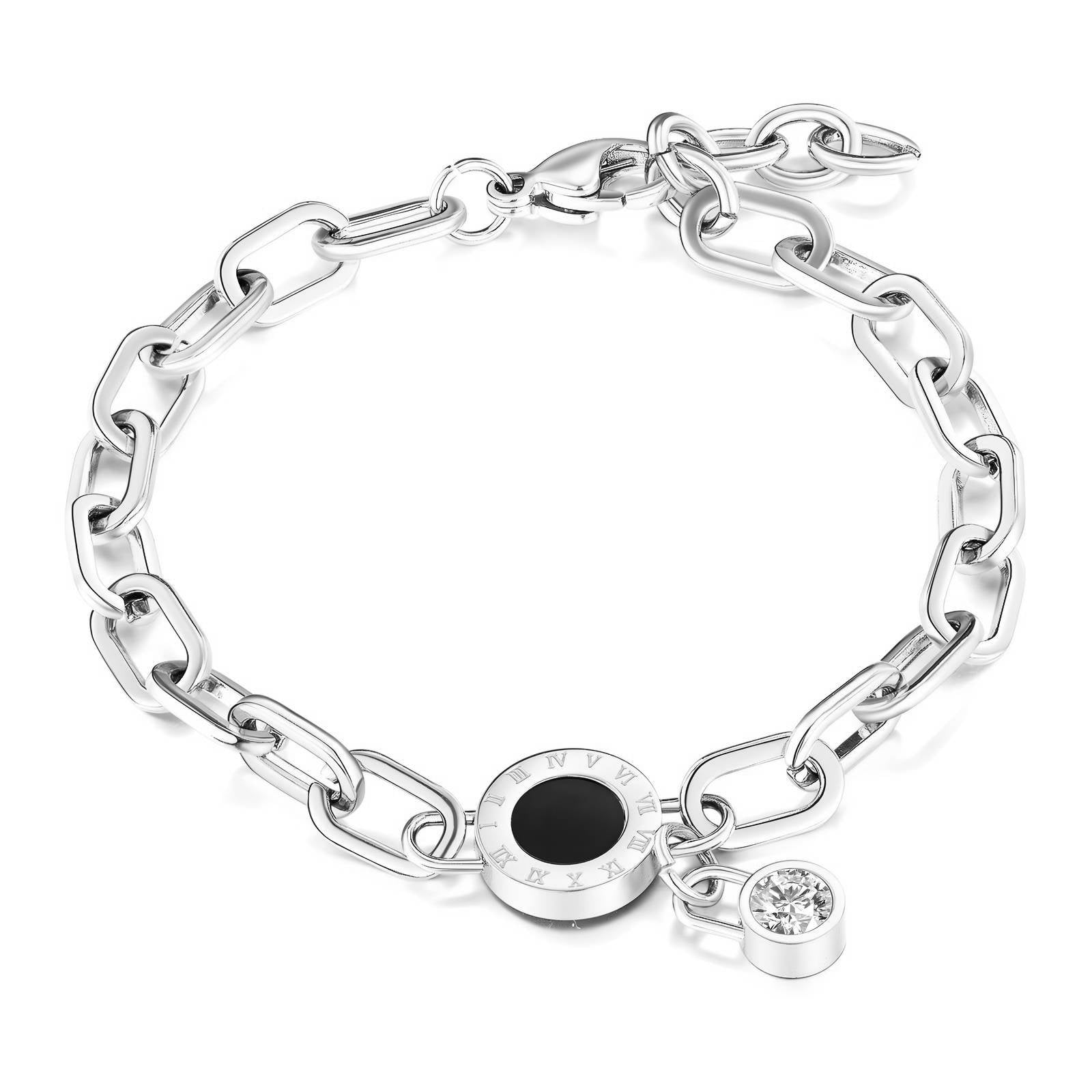 Bracelet chaîne avec médaillon et zircon – Acier inoxydable (or 18K ou argent)