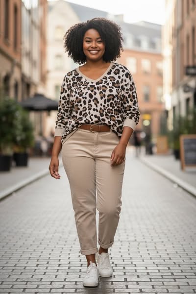 Pantalon femme en velours avec ceinture TU Curvy