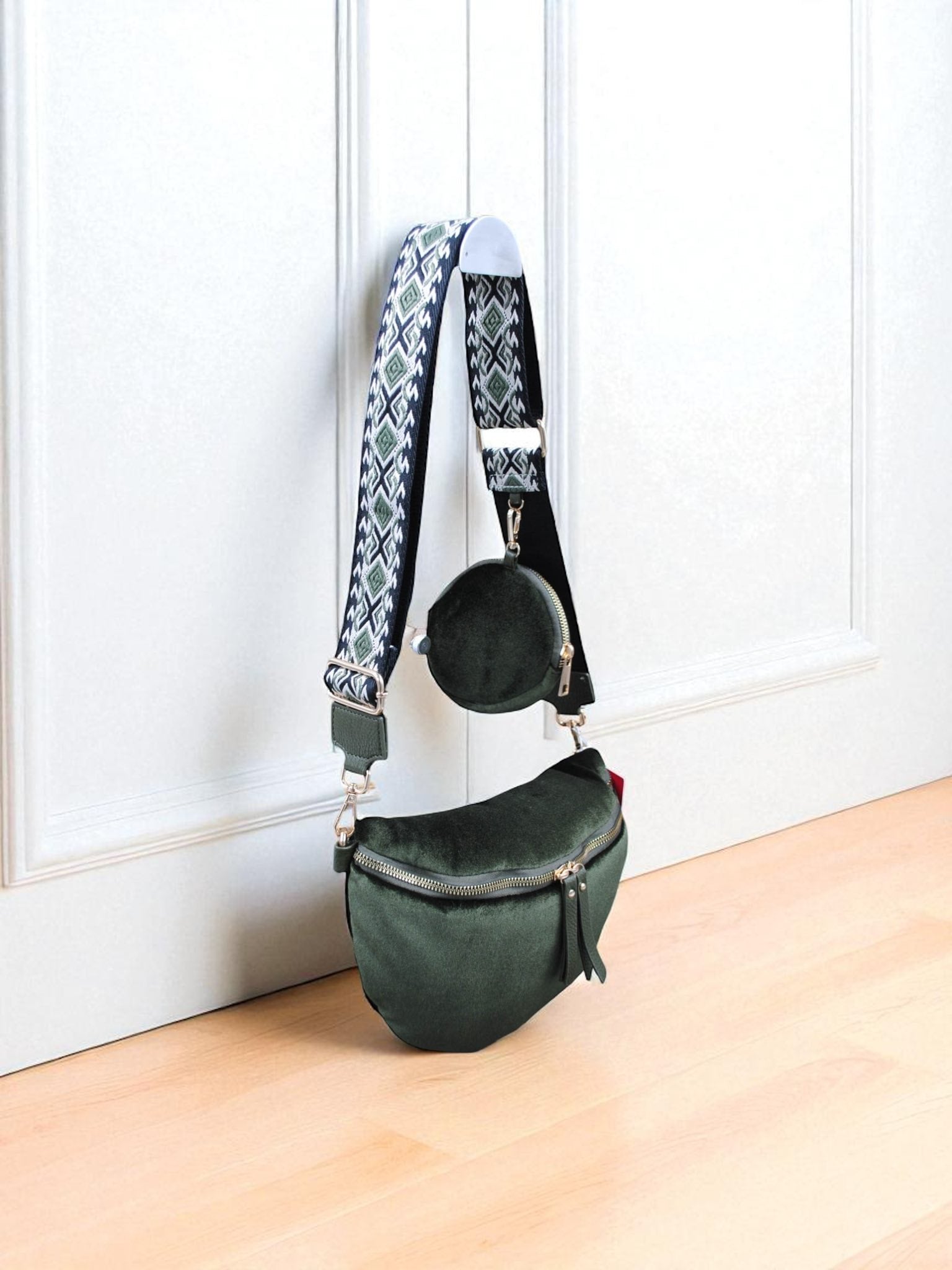 Sac banane femme en velours avec bandoulière