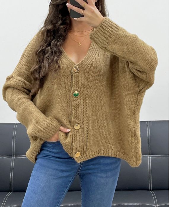 Gilet oversize femme doux à boutons TU