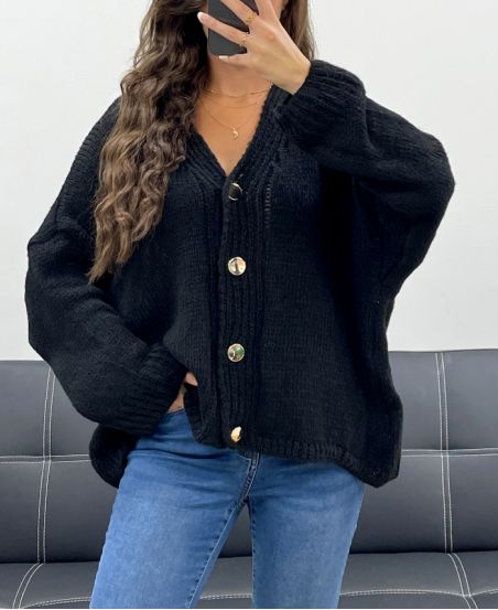 Gilet oversize femme doux à boutons TU