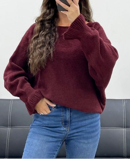 Pull femme en laine à manches longues TU