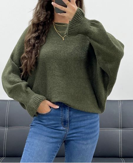 Pull femme en laine à manches longues TU